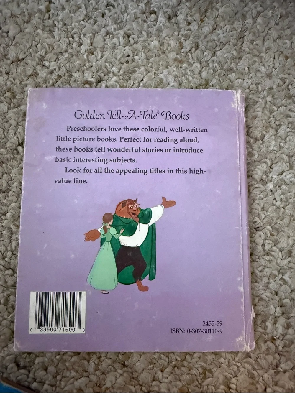 Disney Beauty and the Beast Tell-A-Tale Book - Blue Cover